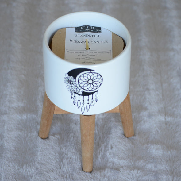 Beeswax Stand Candle - Moon Dreamcatcher Design