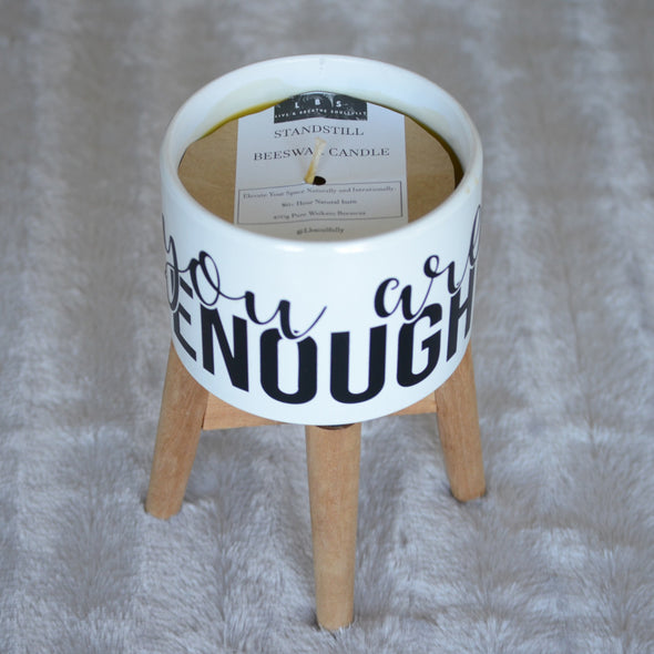 Beeswax Stand Candle - 'You Are Enough' Design