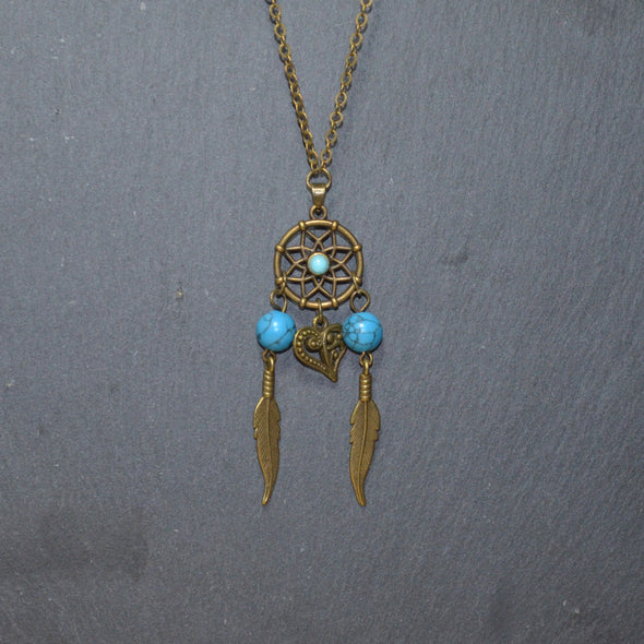 Long Bronze Dreamcatcher Necklace