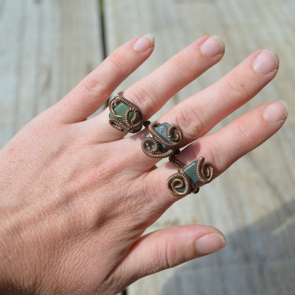 Greenstone Wire Rings