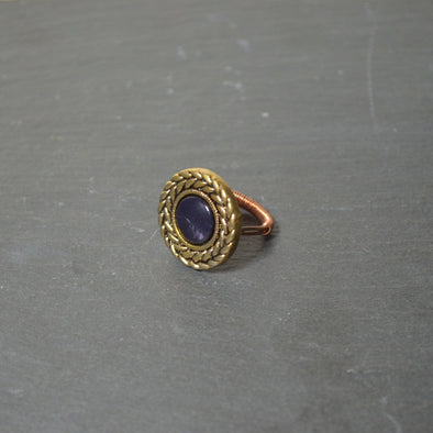 Gold Coloured Button Ring