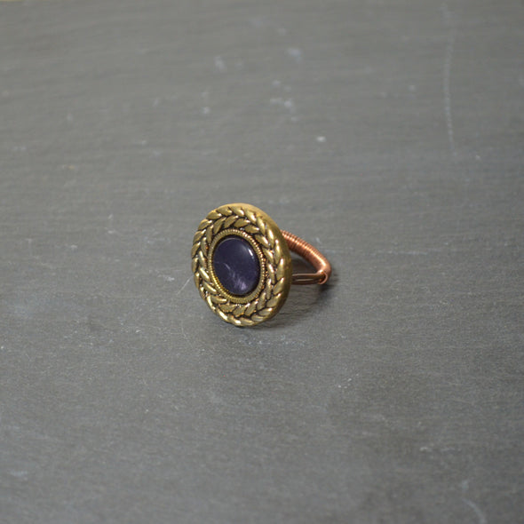 Gold Coloured Button Ring