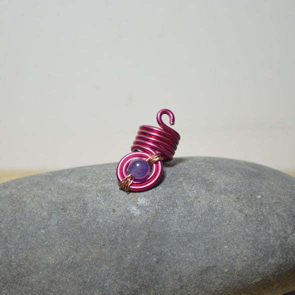 Wire Wrapped Dread Bead with Amethyst Stone