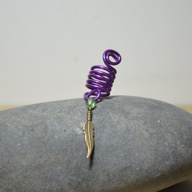 Wire Wrapped Dread Bead with Feather Charm