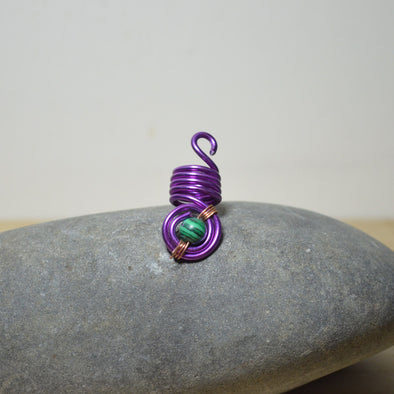 Wire Wrapped Dread Bead with Malachite Bead