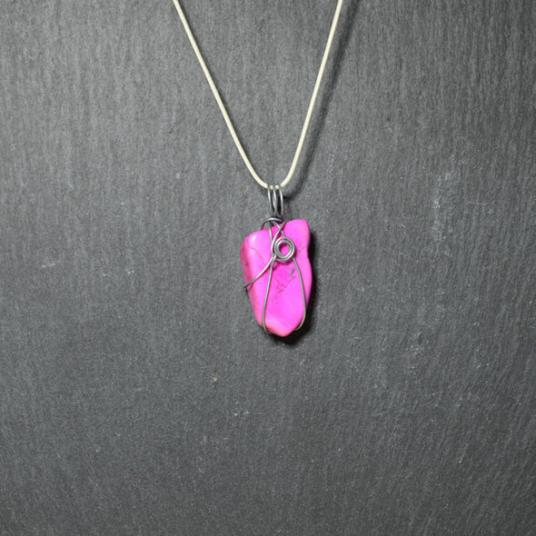 Small Wire Wrapped Pink Stone Necklaces
