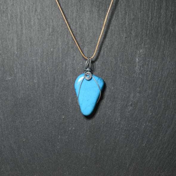Small Wire Wrapped Blue Stone Necklaces