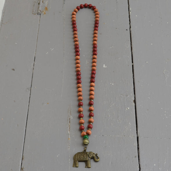 Long Boho Elephant Necklace