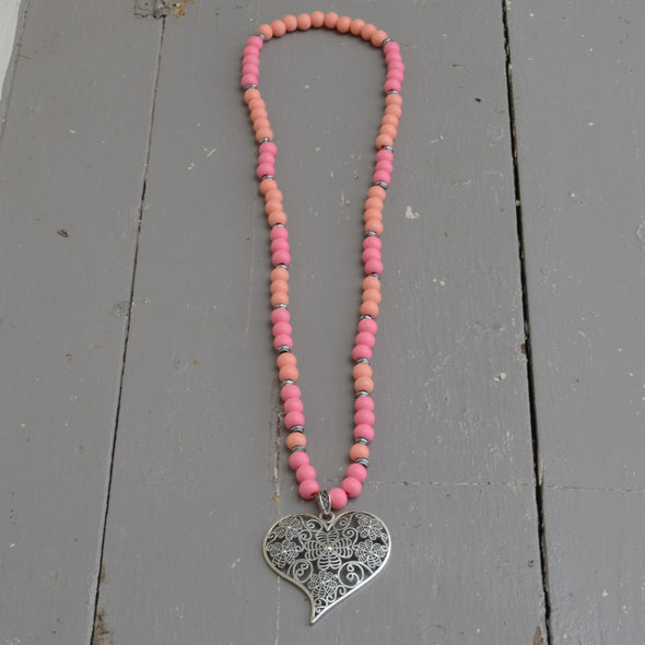 Long Boho Heart Necklace