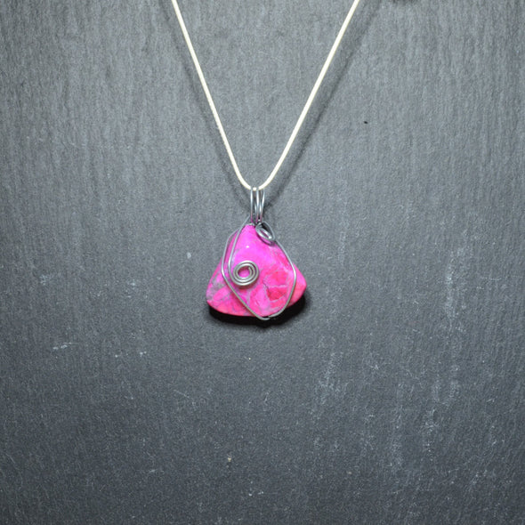 Small Wire Wrapped Pink Stone Necklaces