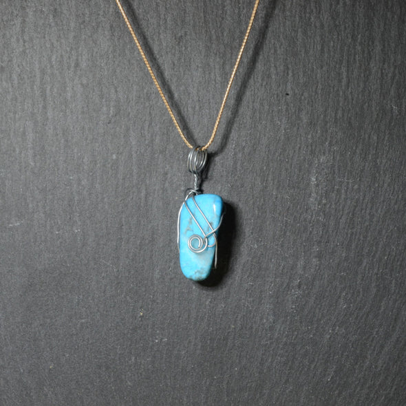 Small Wire Wrapped Blue Stone Necklaces