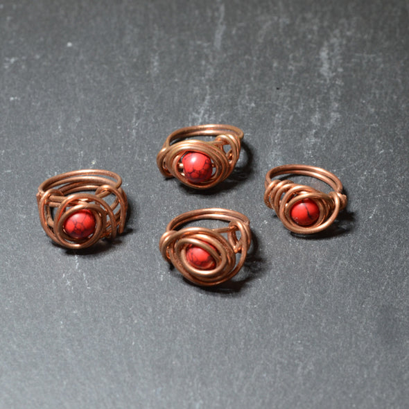 Red Howlite Wire Ring